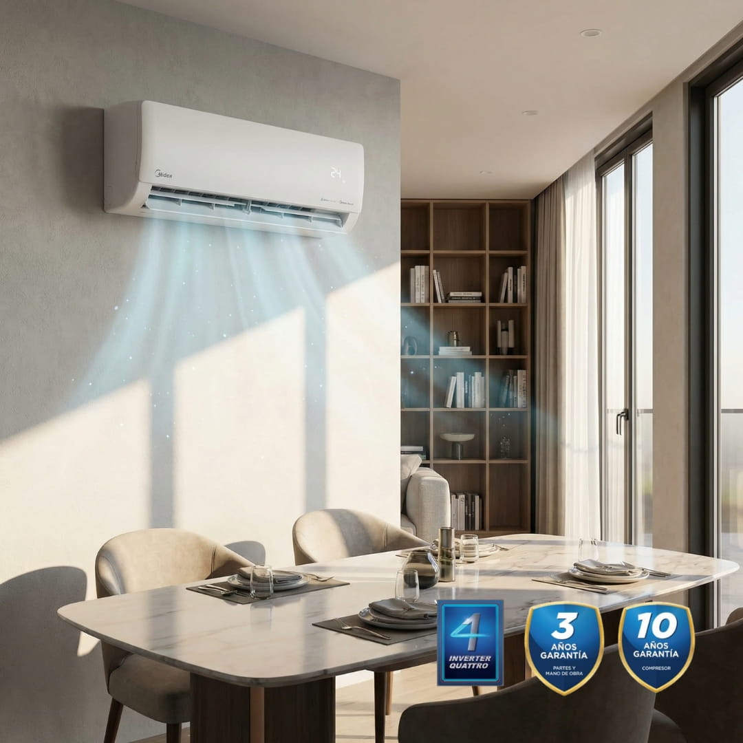 Minisplit inverter instalado en un comedor