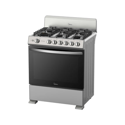 Estufa de piso con copete 30¨ MASTER COOK Pro Silver - Cubierta Aceo Inoxidable