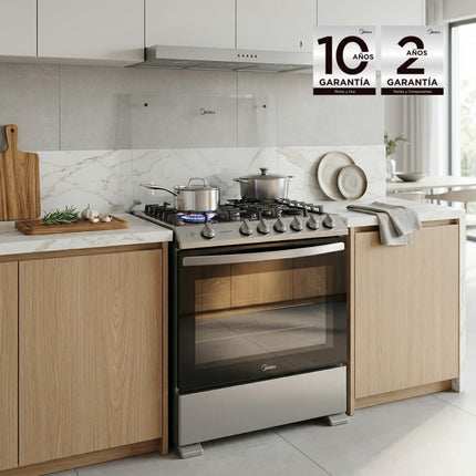 Estufa de piso con capelo 30¨ MASTER COOK Pro Silver