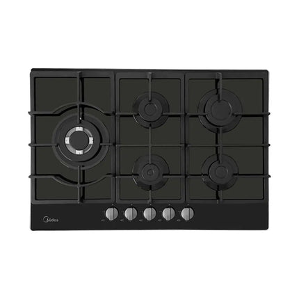 Parrilla Empotrable Negra a Gas 30" Cristal Templado Triple Flama Acero Inoxidable