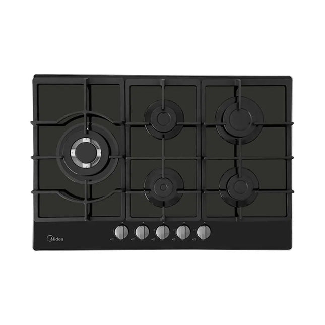Parrilla Empotrable Negra a Gas 30" Cristal Templado Triple Flama Acero Inoxidable