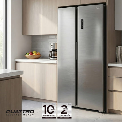 Refrigerador Automático Side By Side Inverter Quattro Bru Steel 20 Pies Cúbicos con Wifi