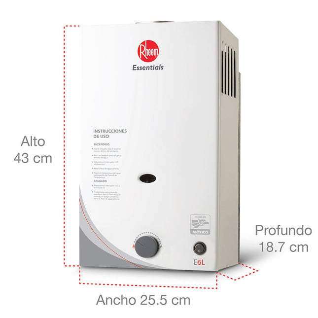 Calentador de Agua Instantáneo de Gas RHEEM 6 Litros/min